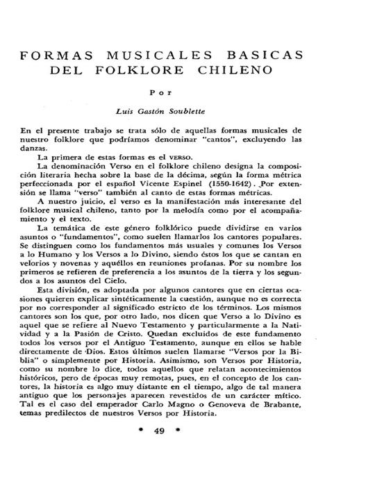 Formas musicales básicas del folklore chileno