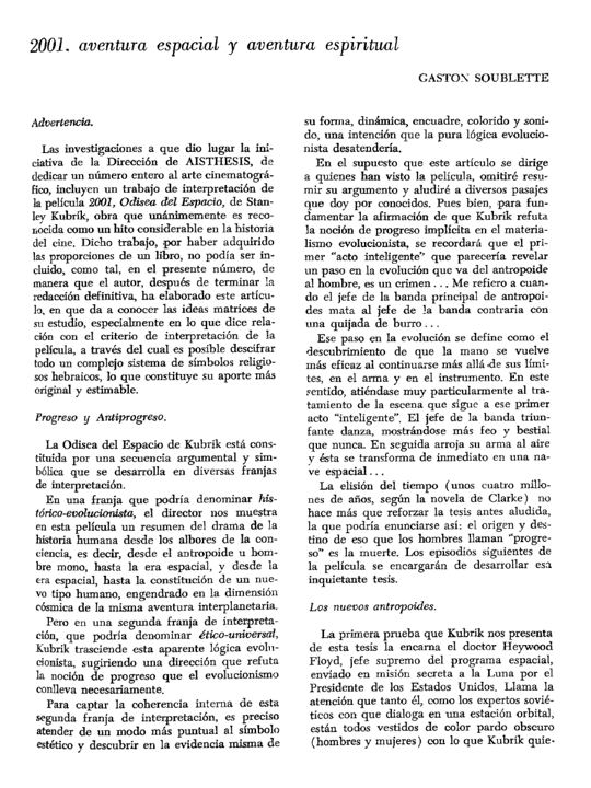 2001. Aventura espacial y aventura espiritual