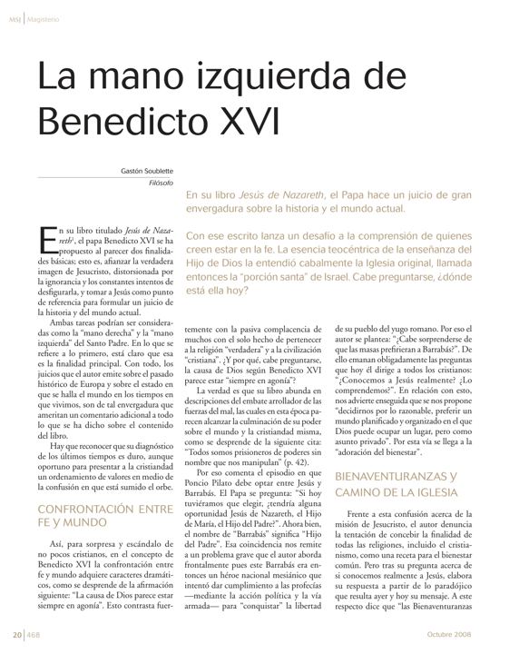 La mano izquierda de Benedicto XVI